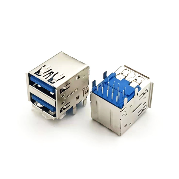 USB3.0雙層卷邊；板上直腳；殼子腳間距13.14